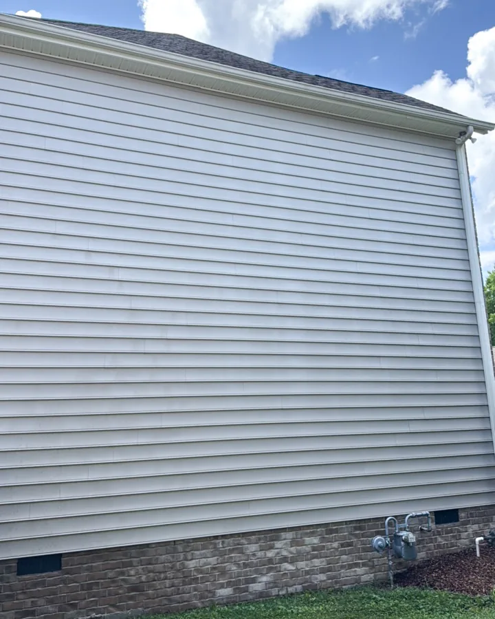 Green algae stripped from vinyl siding — after professional cleaning in Spring Hill, TN