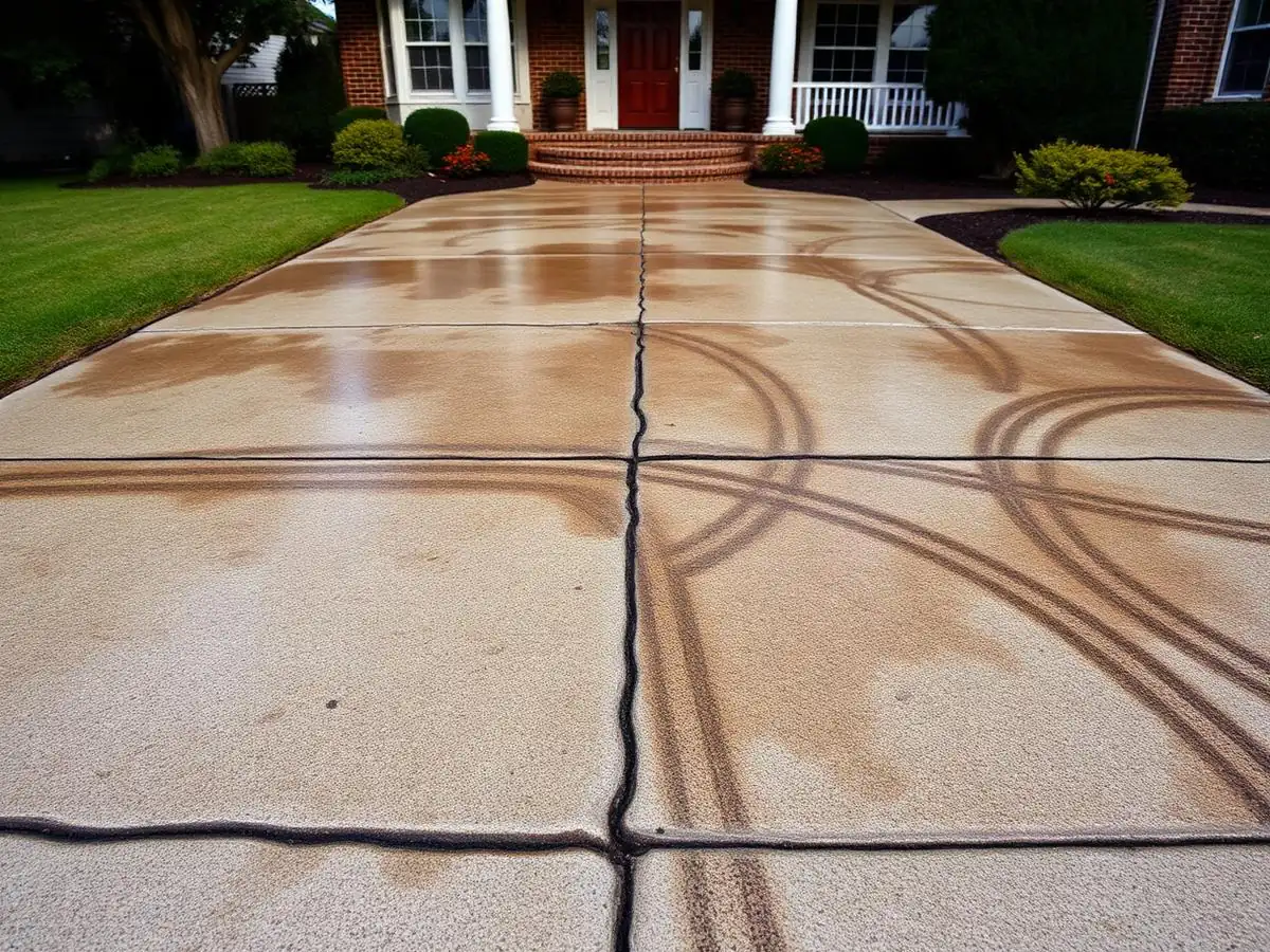 Driveway brought back to bright — before cleaning in Franklin, TN