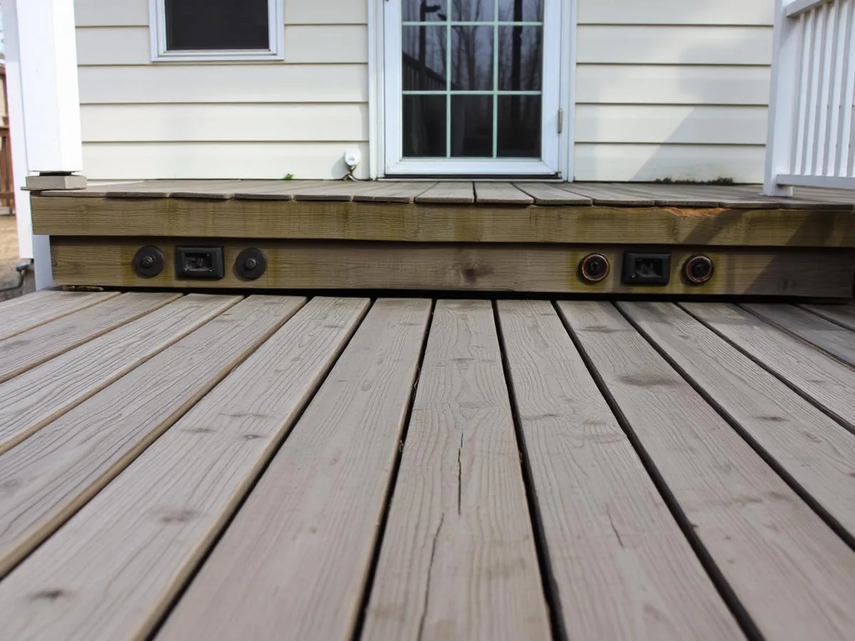 Gray cedar deck brightened — before cleaning in Thompson's Station, TN