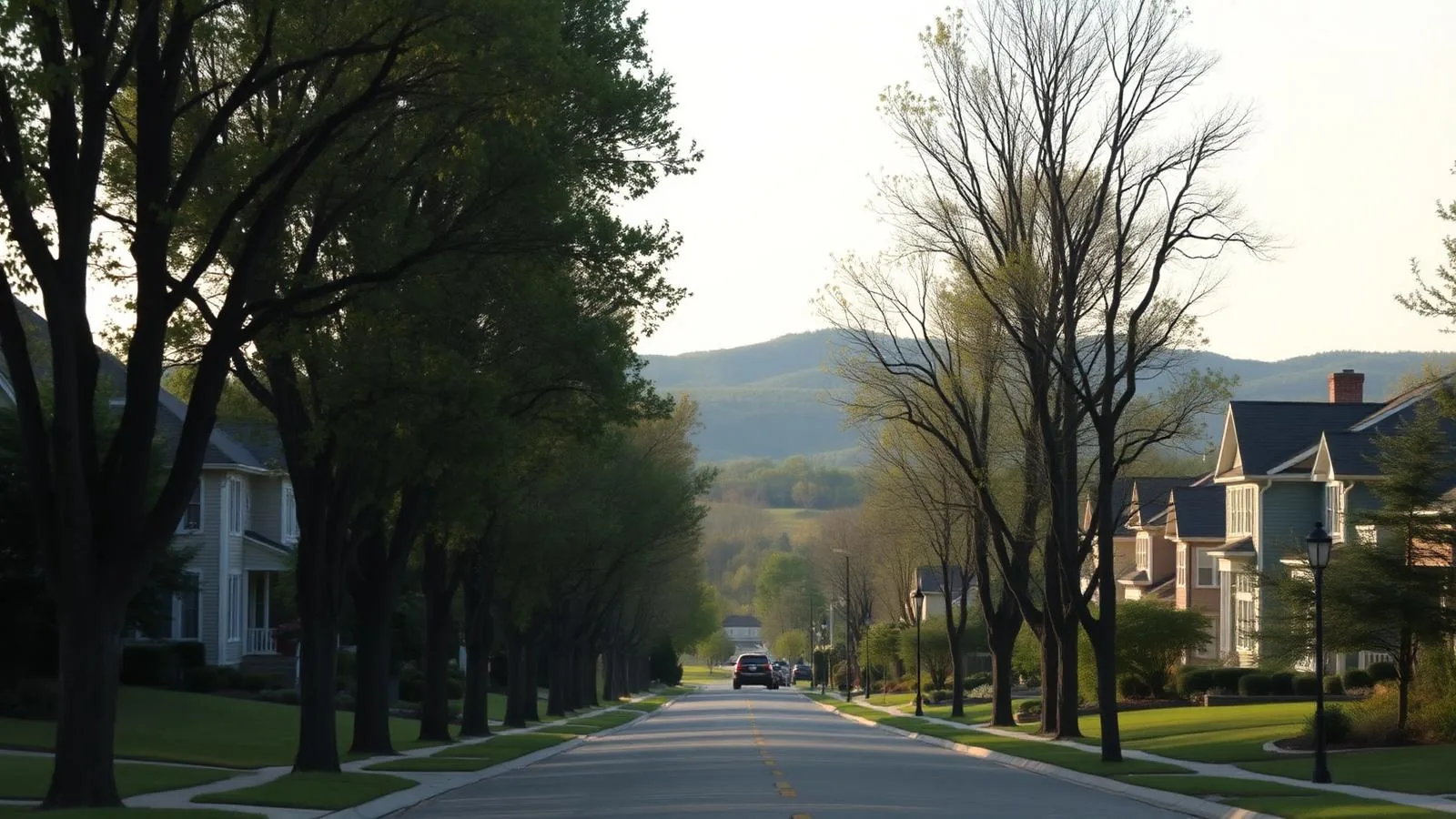 Residential street in Spring Hill, Tennessee